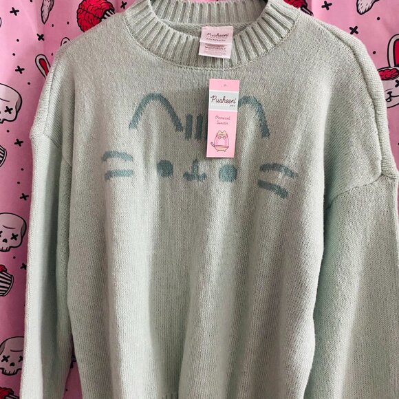 ♡SOLD♡ Pusheen Box winter 2024 exclusive mint green sweater oversized xs - Picture 5 of 12